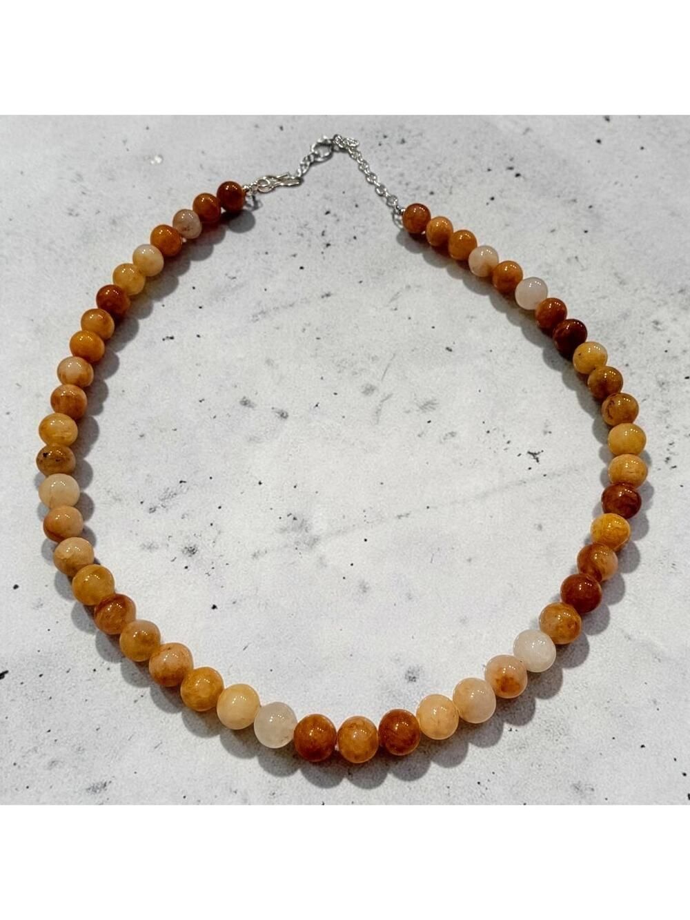 Yellow Aventurine Beaded 925 Silver Plated Necklace
